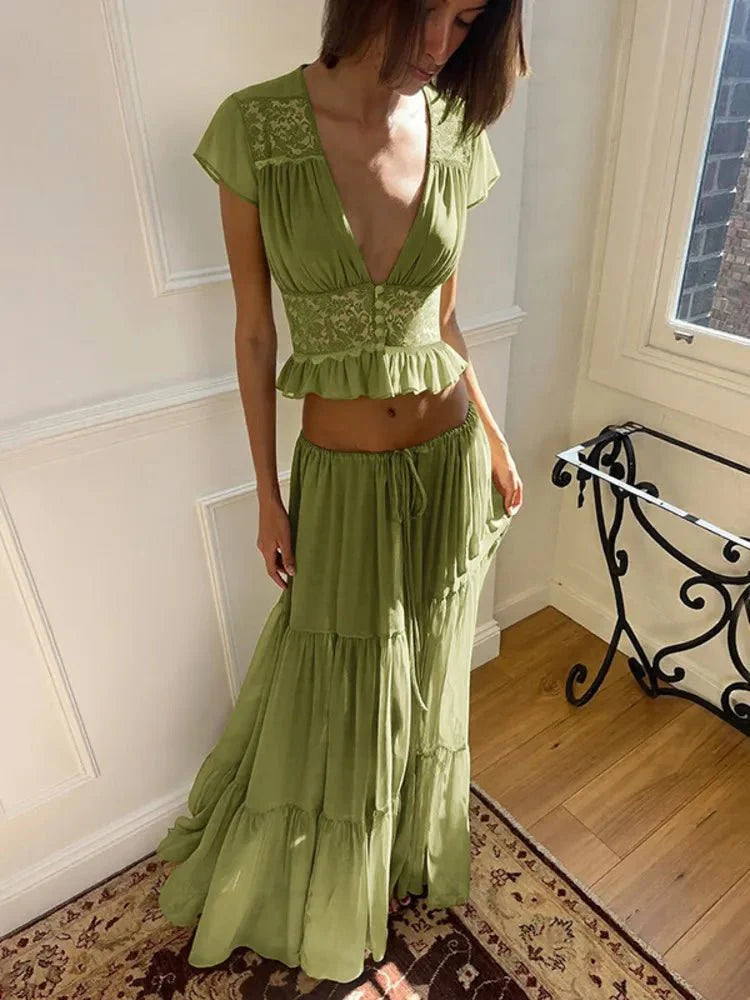 Ensemble Juliana en dentelle et mousseline