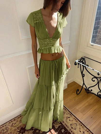 Ensemble Juliana en dentelle et mousseline
