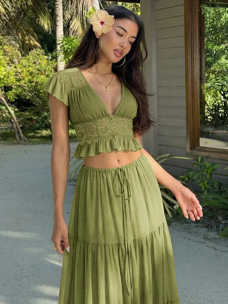Ensemble Juliana en dentelle et mousseline