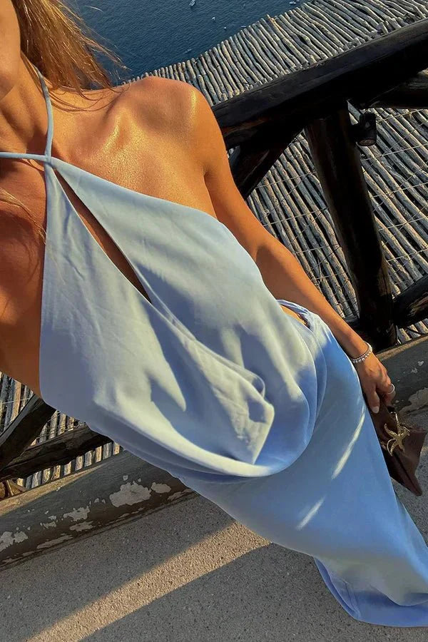 Ensemble maxi à col halter découpé Una