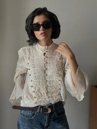 Chemisier vintage col montant boutonné Addison