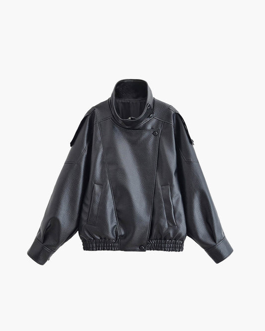 SOKYND Aleah Asymmetrical Leather Jacket Coats & Jacketsts1767356248731909587BlackXS