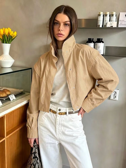 SOKYND Alice Cropped Windbreaker Jacket JacketSOKYND-101271-TAN-XS-21591TanXS