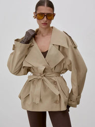 Alice Lace Up Stand Collar Trenchcoat