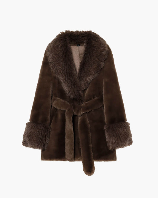 Manteau Amanda Ceinturé en Fourrure Synthétique