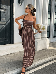 Clara Robe Slip en Lin Rayée