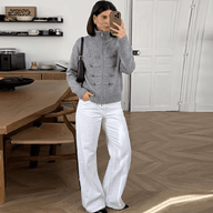 Cardigan côtelé zippé col roulé Amelia