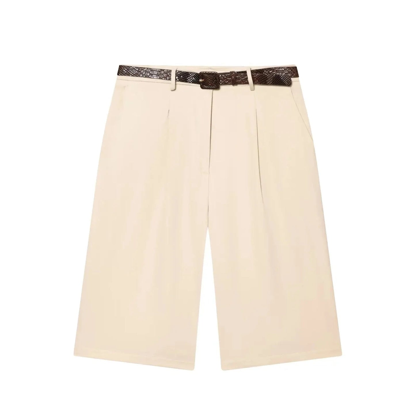 SOKYND Anaïs High Waist Belted Bermuda Shorts BottomsBeigeXS
