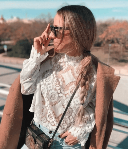 SOKYND Andy Long Sleeve Sheer Lace Top Topsma1773141022777409305WhiteM