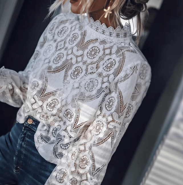 SOKYND Andy Long Sleeve Sheer Lace Top TopsNo1773141022777308301WhiteS
