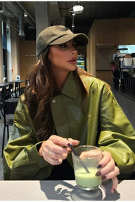 Veste Angela en cuir synthétique vintage