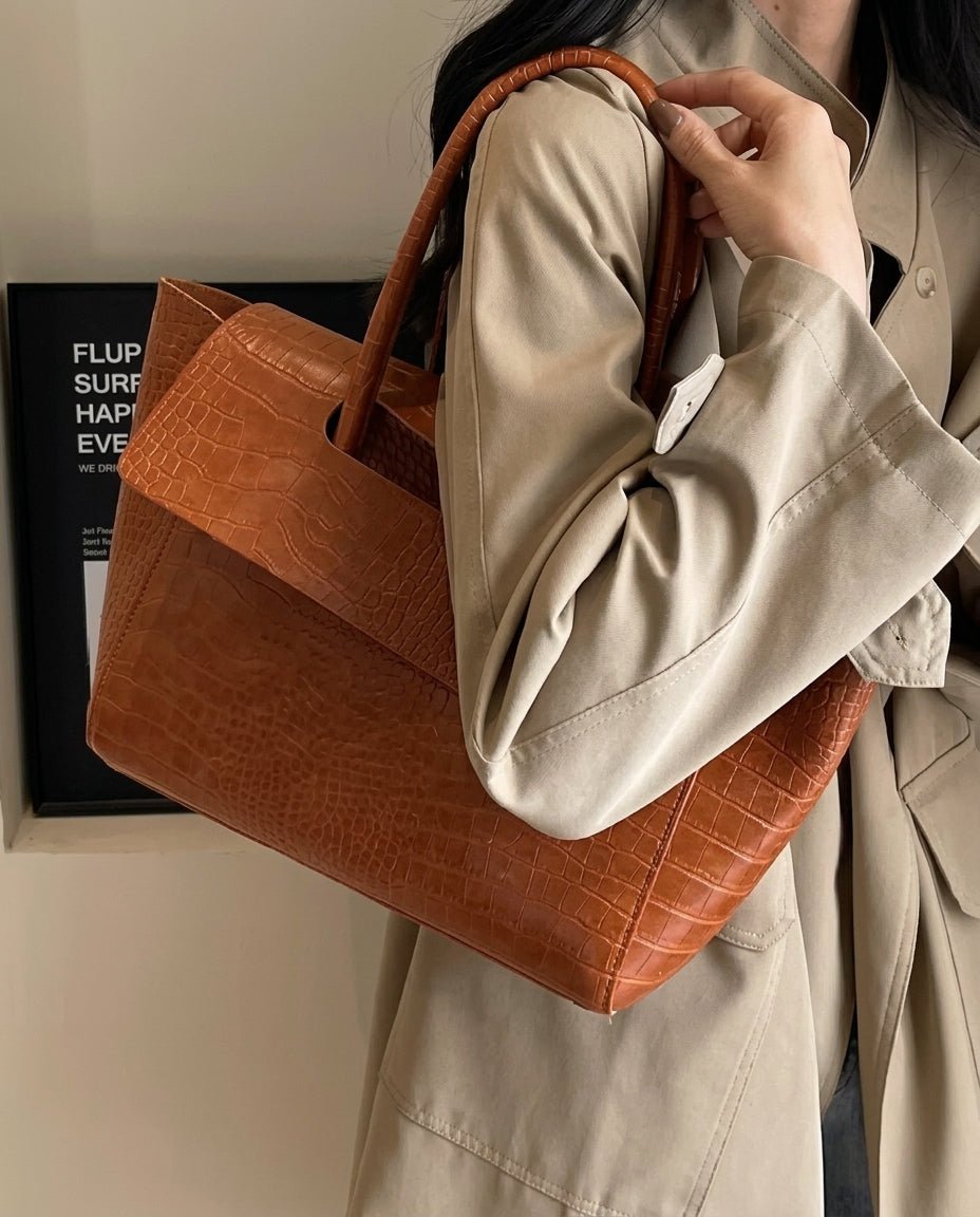 SOKYND Anna Embossed Leather Tote BagSOKYND-379223-BRO-OS-30007Brown