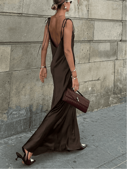SOKYND Antonia Backless Satin Maxi Dress DressS