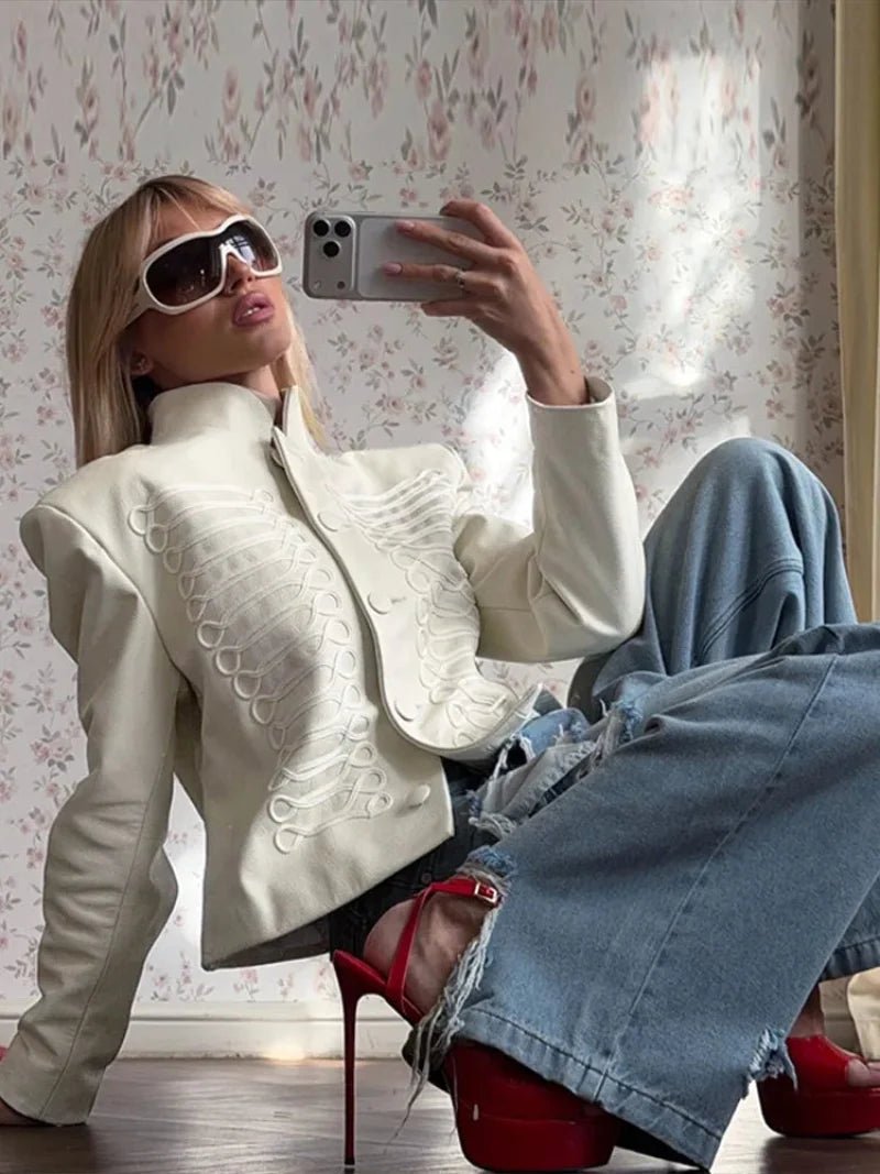 SOKYND Ava Military Leather Bomber Jacket JacketSOKYND-030103-L-OS-10583L