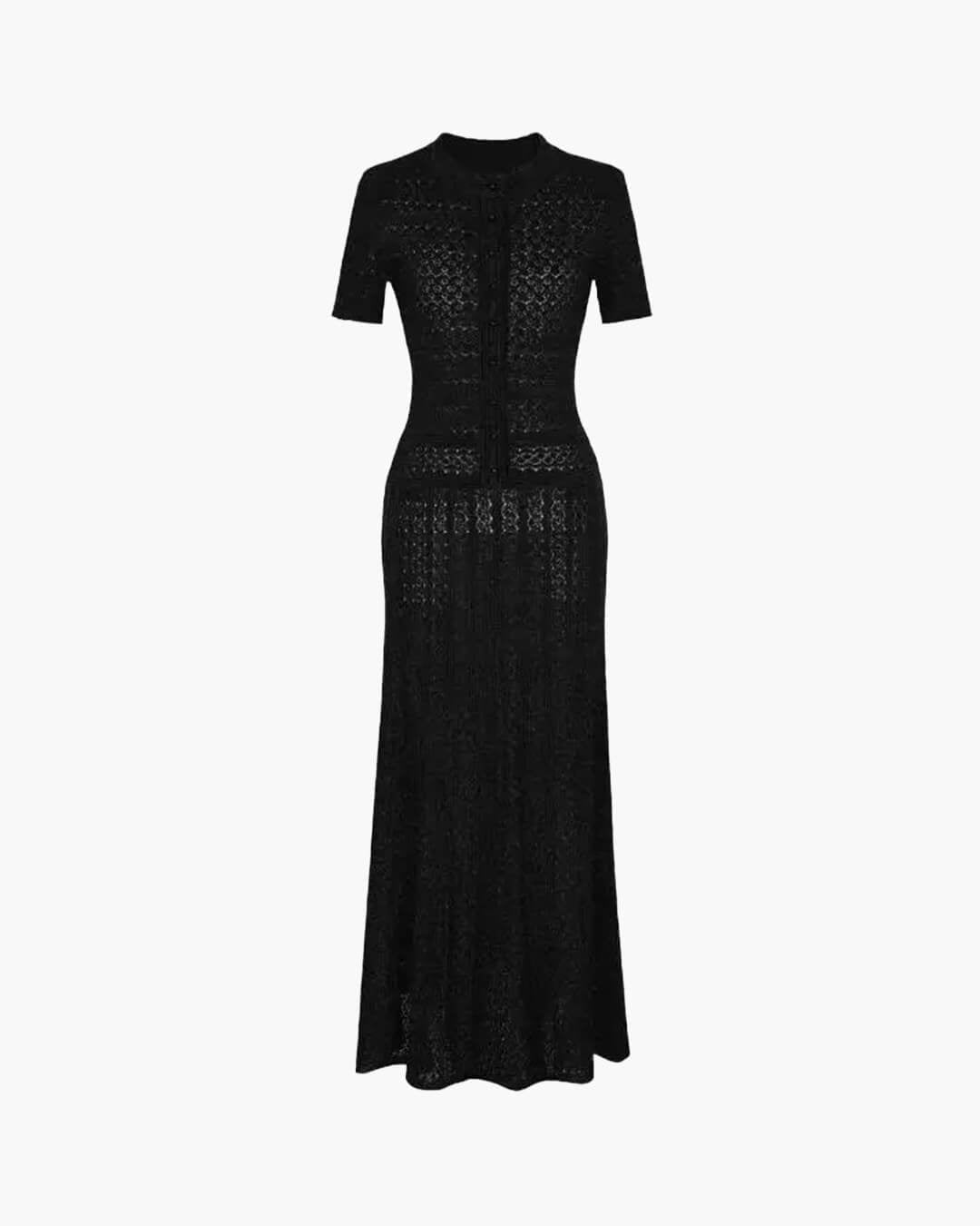 SOKYND Brynn Half Button Knitted Midi Dress DressBlackXS