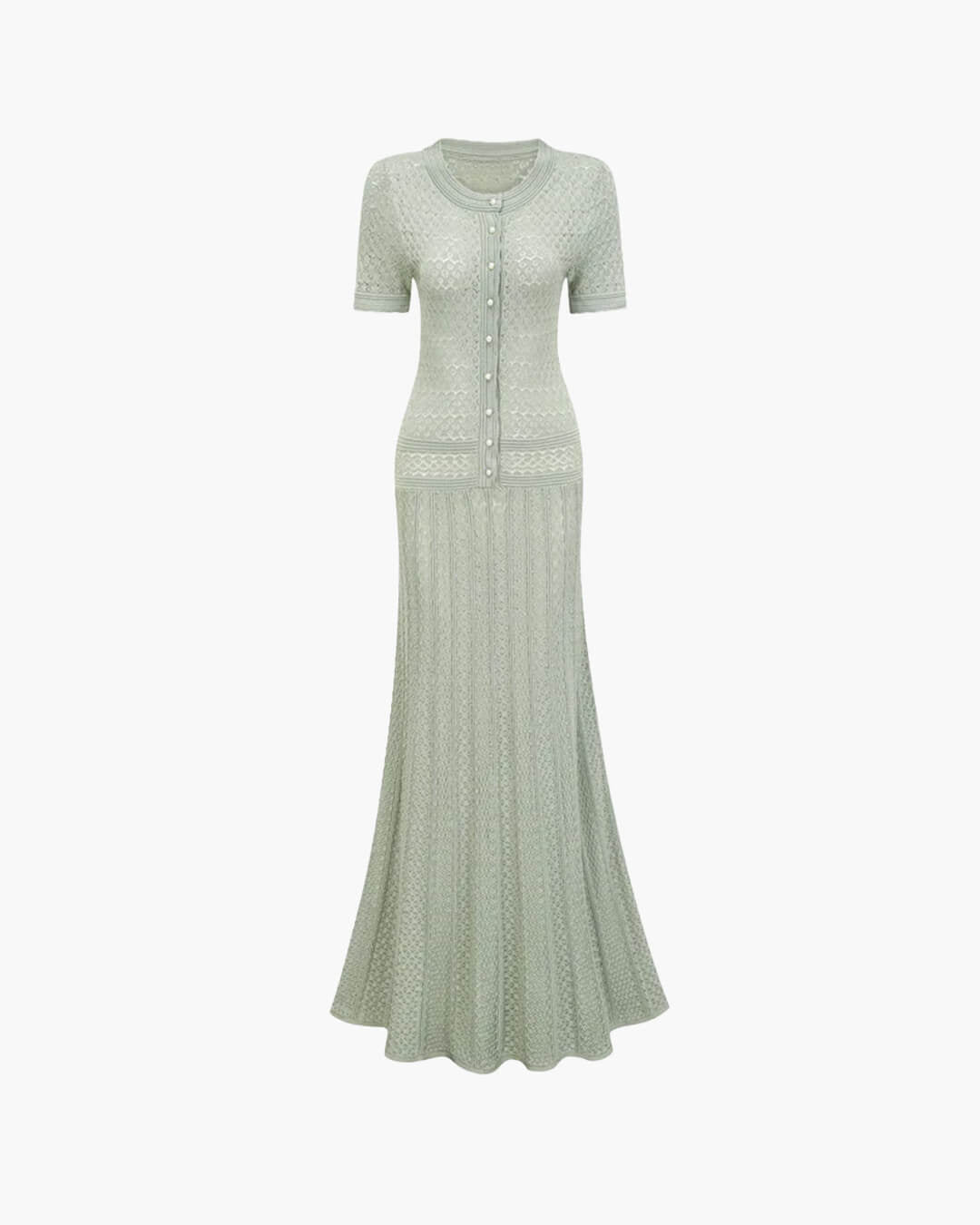 SOKYND Brynn Half Button Knitted Midi Dress DressMint GreenXS