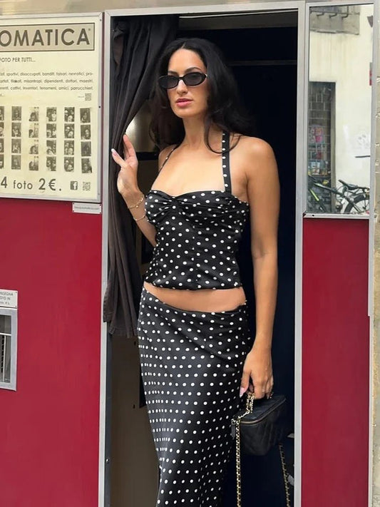 SOKYND Camila Polka Dot Halter Crop Top Maxi Skirt Set Matching SetsSOKYND-171031-BLA-S-30103BlackS