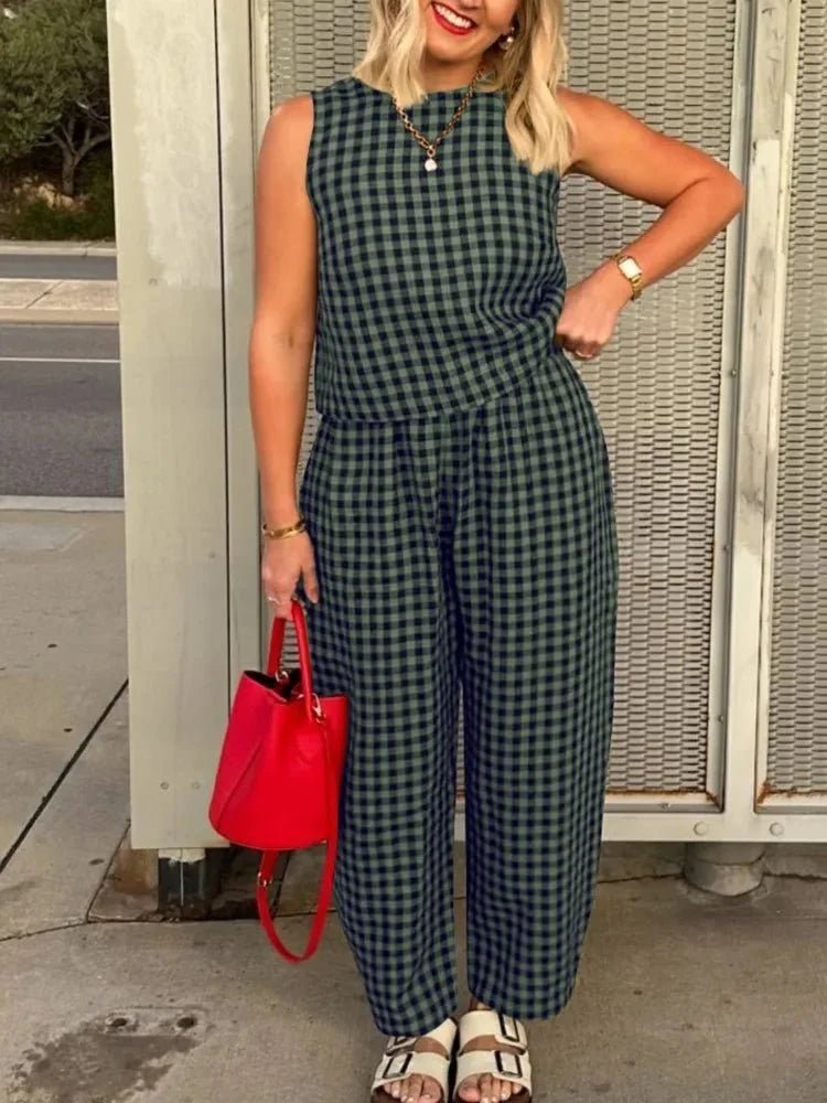 SOKYND Camille Plaid Sleeveless Vest Set Matching SetsSOKYND-709207-BLU-S-62167BlueS