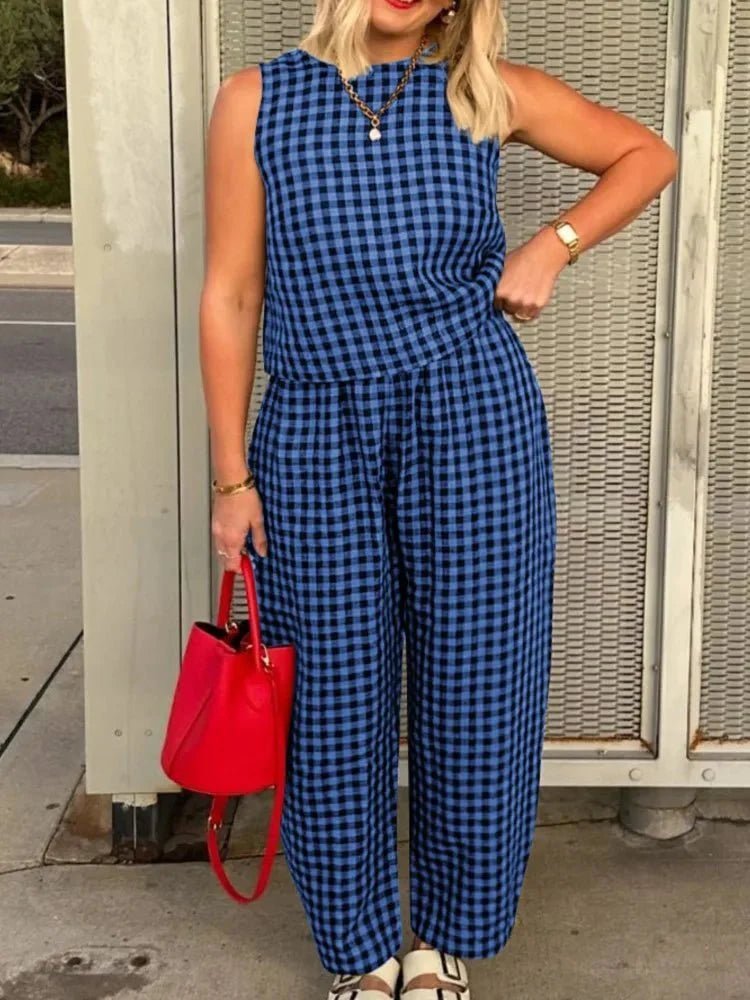 SOKYND Camille Plaid Sleeveless Vest Set Matching SetsSOKYND-709207-BLU-S-62167BlueS