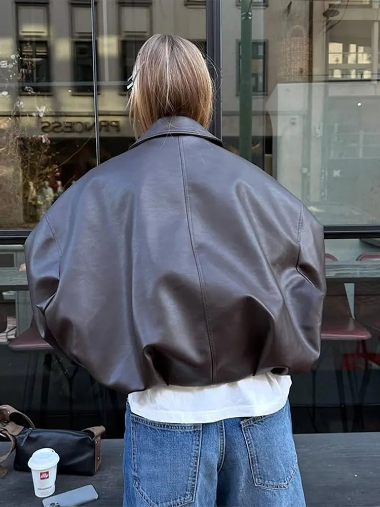 SOKYND Carlotta Vegan Leather Jacket Coats & Jacketsmk1767625273842570184BrownS