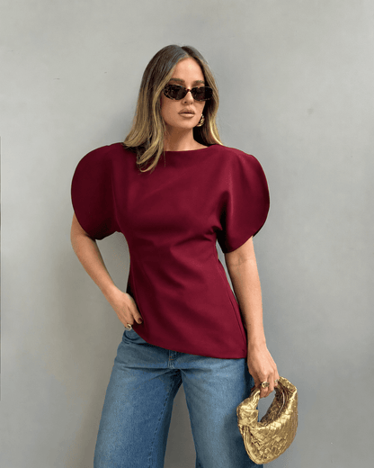 SOKYND Carmen Tricot Balloon Sleeve Top TopSOKYND-611351-TAU-S-52439Taupe BrownS
