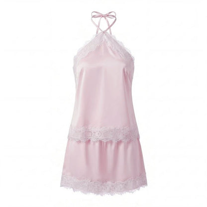 SOKYND Celeste Satin Lace Halter Cami and Mini Skirt Set JumpsuitSOKYND-294551-YEL-S-88983YellowS