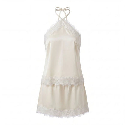 SOKYND Celeste Satin Lace Halter Cami and Mini Skirt Set JumpsuitSOKYND-294551-YEL-S-88983YellowS