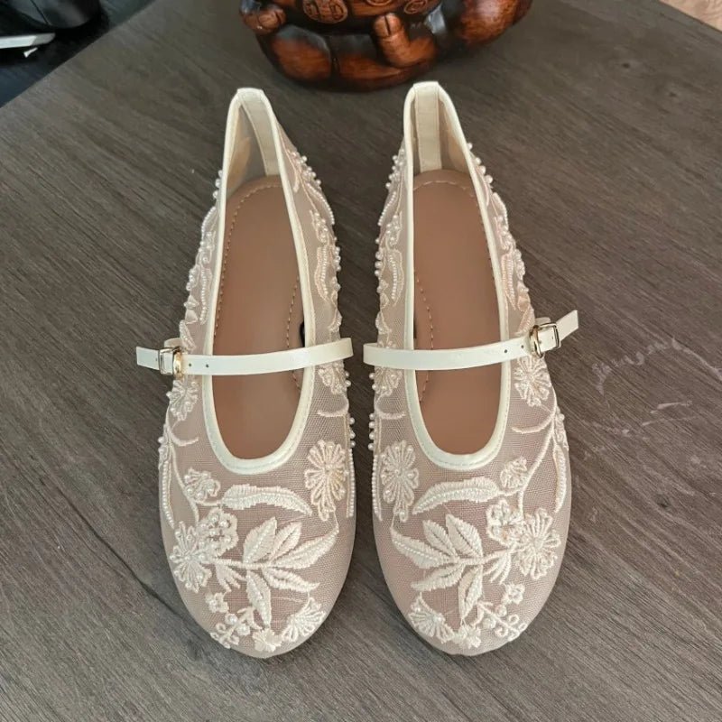 SOKYND Christine Beaded Mesh Ballet Flats ShoesqN177277720591430034642