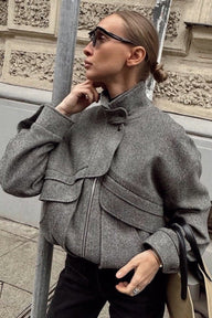 Manteau Claudia à col montant en chevrons
