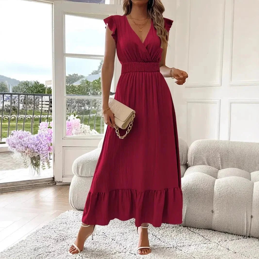 SOKYND Dahlia V-Neck Ruffle Swing Dress DressesSOKYND-143767-BLA-S-09655BlackS