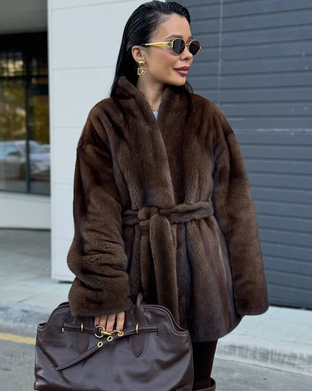 SOKYND Daniela Belted Faux Fur Jacket JacketSOKYND-397911-S-OS-50455S