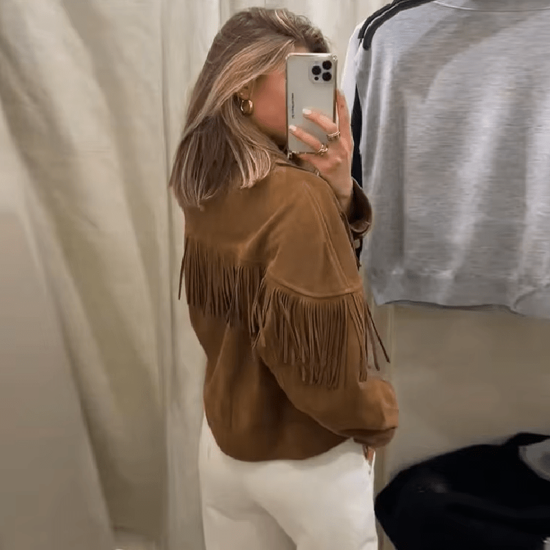 SOKYND Denise Faux Suede Lapel Cropped Jacket JacketSOKYND-611095-M-OS-87063M