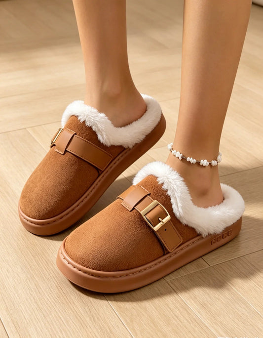 Ella Chaussons en Suède doublés en Fausse Fourrure