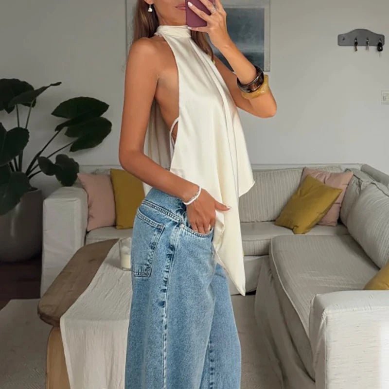 SOKYND Ellen Backless Halter Top TopSOKYND-682903-WHI-S-33623WhiteS
