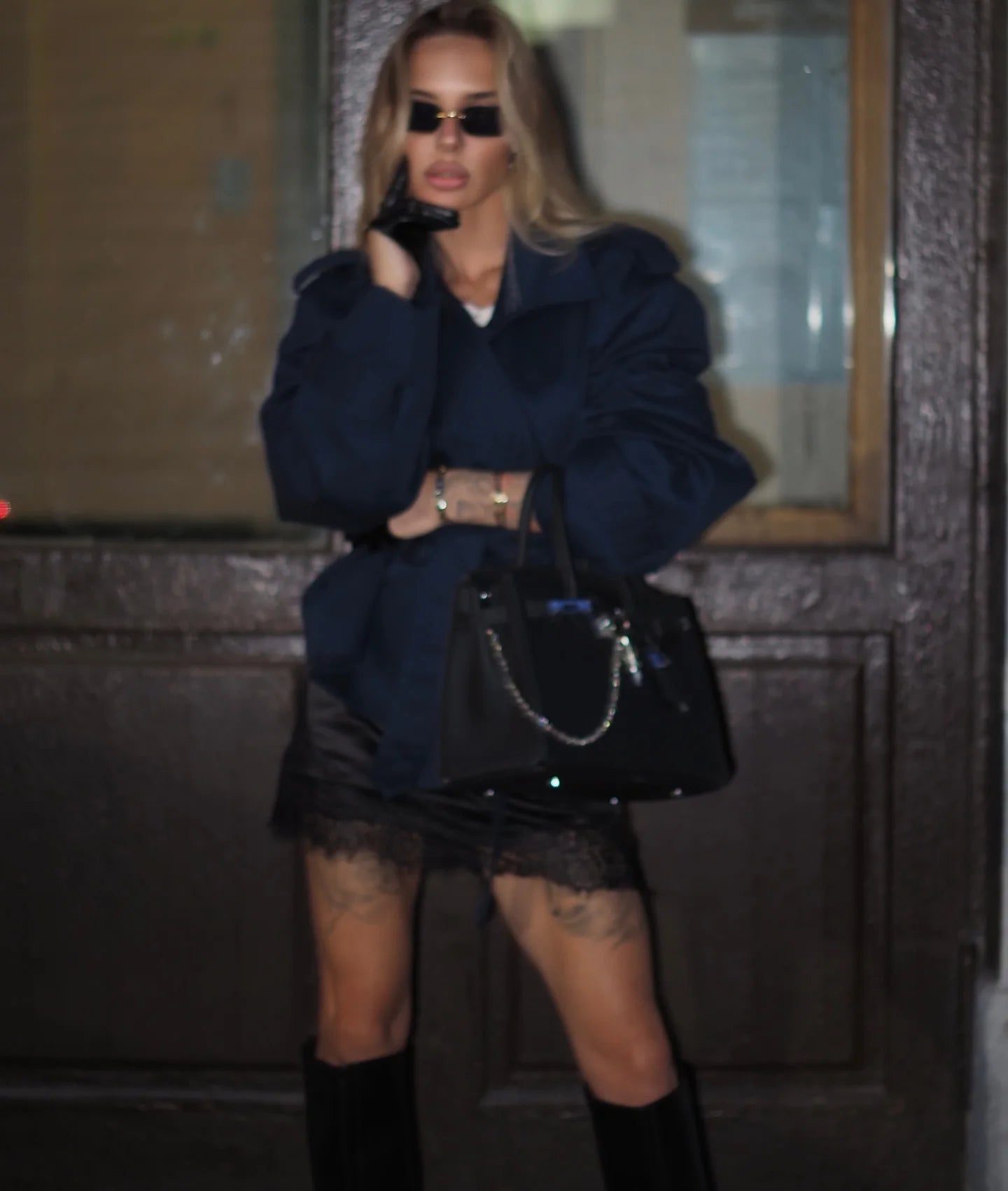 SOKYND Elona Belted Short Trench Coat Coats & JacketsOp1774219786669815306Navy BlueM