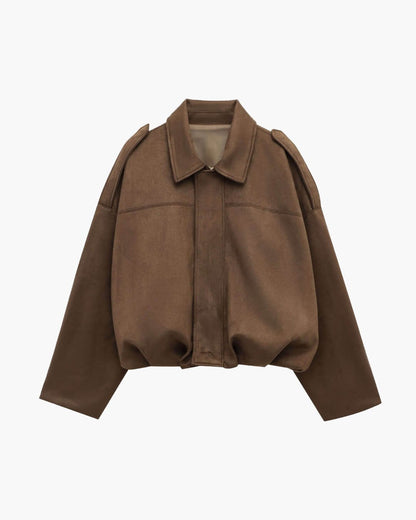 SOKYND Erica Faux Suede Bomber Jacket JacketSOKYND-248727-OLI-S-50167OliveS