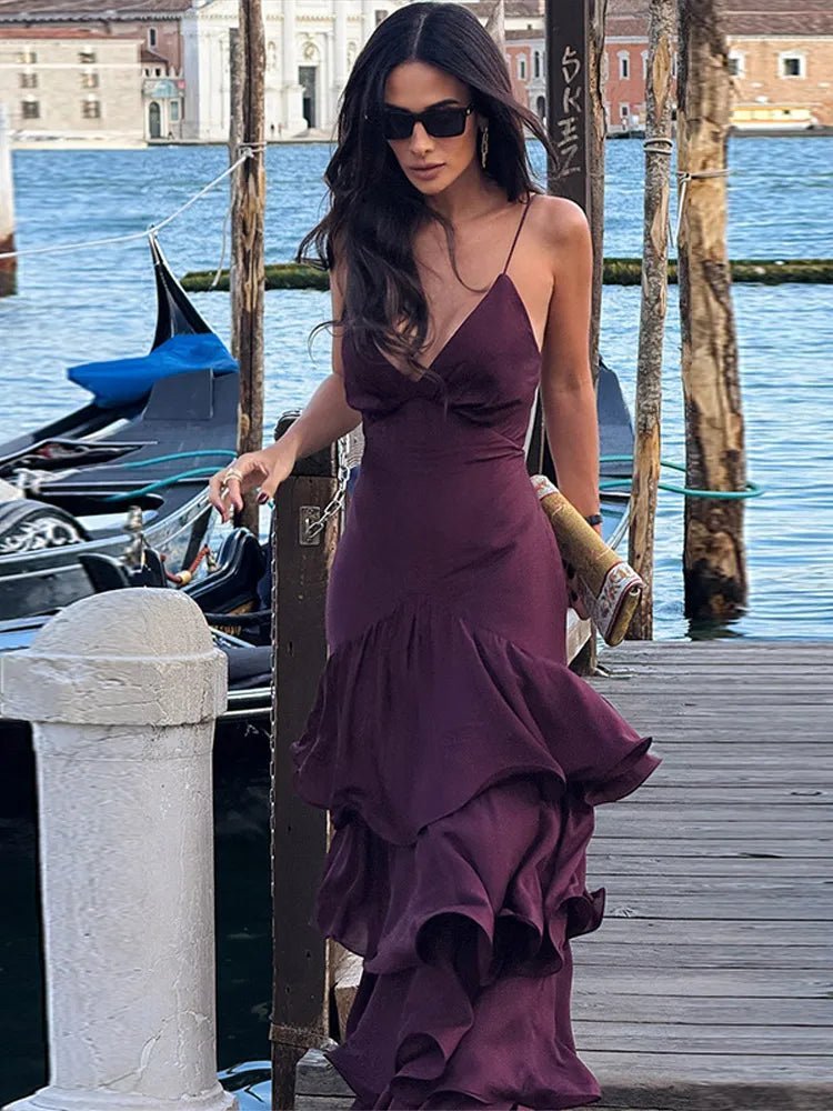 SOKYND Eve Ruffled Sling Evening Dress DressSOKYND-788759-PUR-S-72023PurpleS
