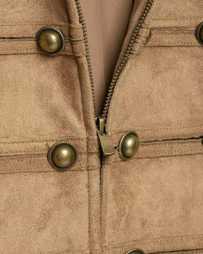 SOKYND Evelyn Faux Suede Napoleon Slim Jacket JacketSOKYND-016983-BRO-M-39063BrownM