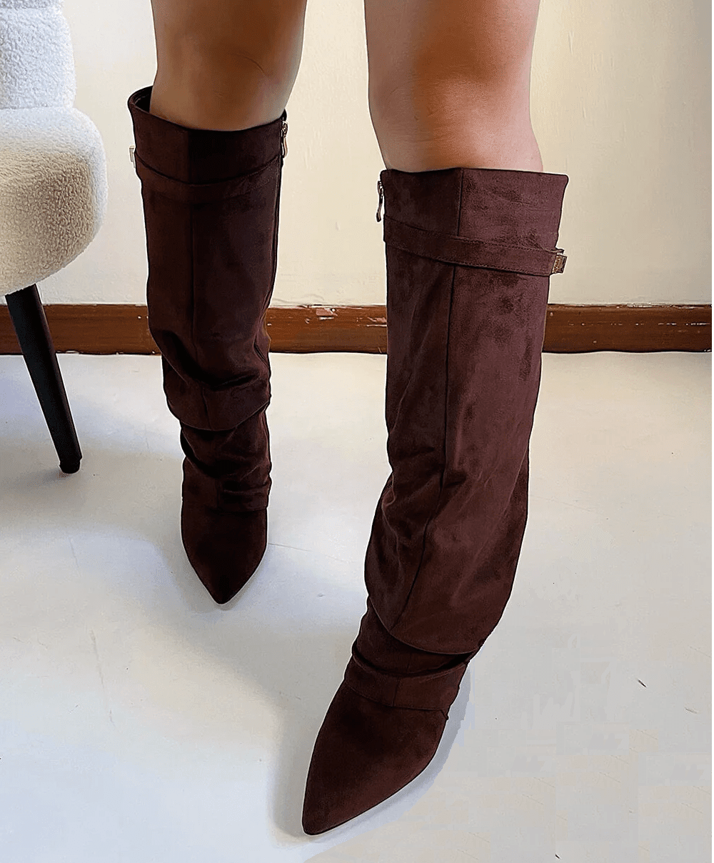 SOKYND Gloria Slouchy Faux Suede Knee High Boots BootsCoffee34