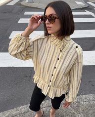 Hanna Veste Rayée Col Mao
