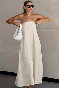 Robe longue Hannelore sans bretelles et dos nu