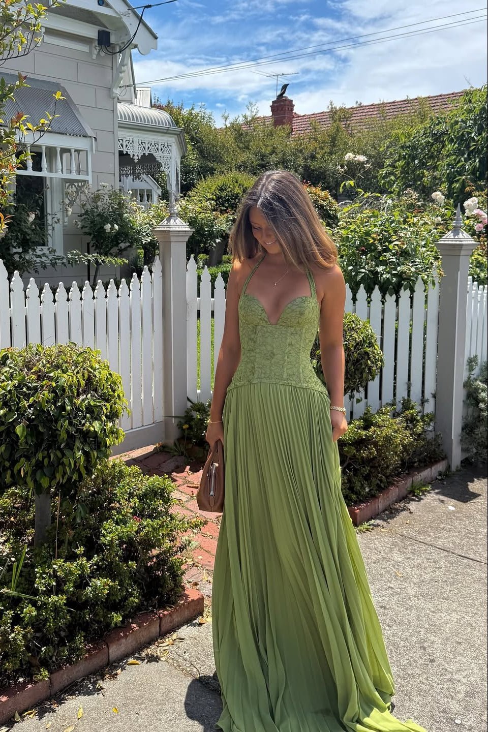 SOKYND Indra Pleated Corset Maxi Dress DressL