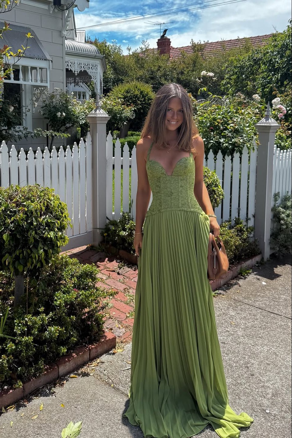 SOKYND Indra Pleated Corset Maxi Dress DressM