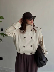Manteau trench Isabel plissé à col haut