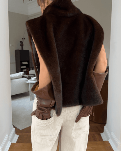 SOKYND Ivonne Faux Fur Turtleneck Vest Vestsdb1767625273836282471BrownS