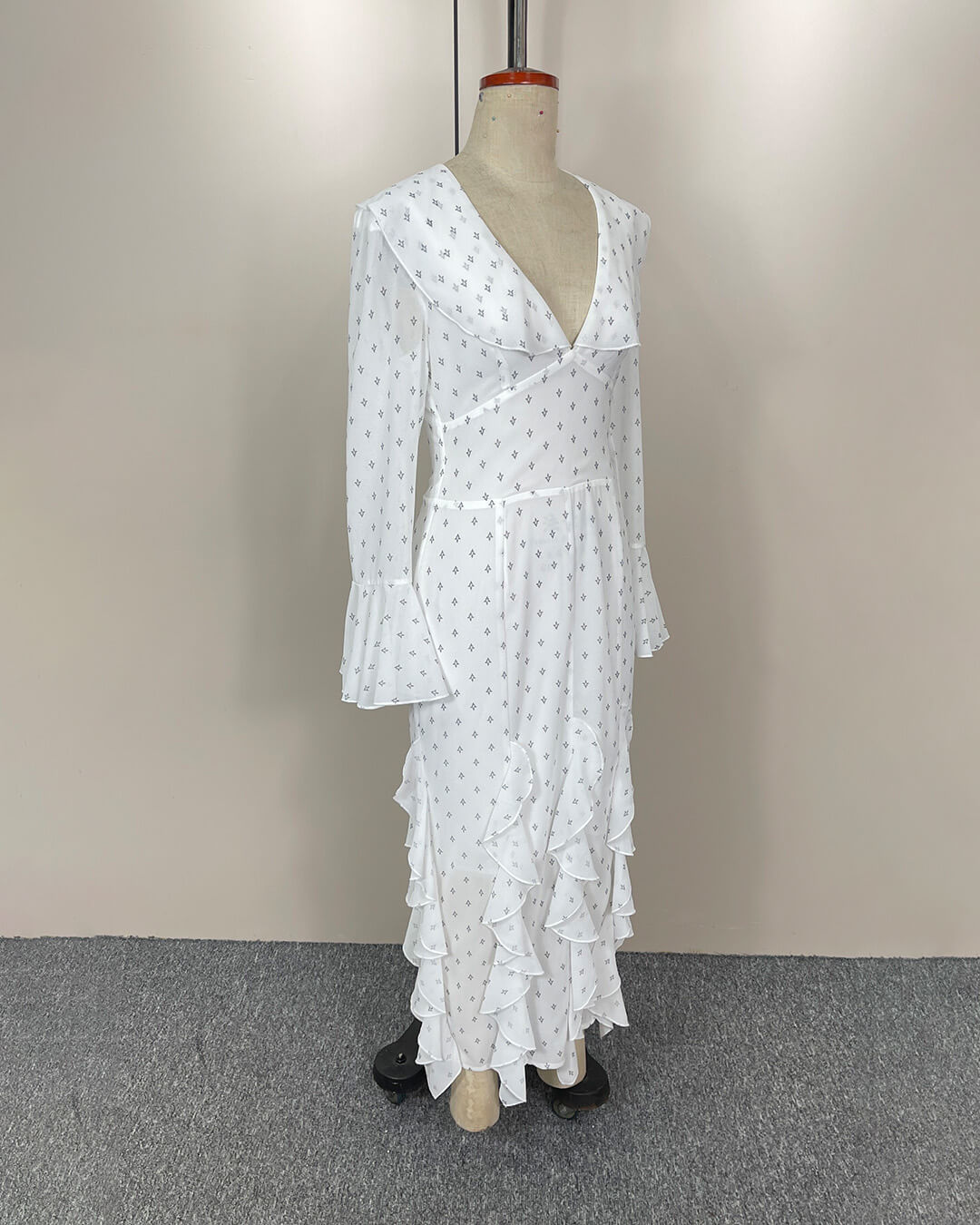 Gloria Flared Sleeve Ruffle Maxi Dress
