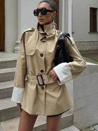 Trench ceinturé Jasmin avec poignets contrastés