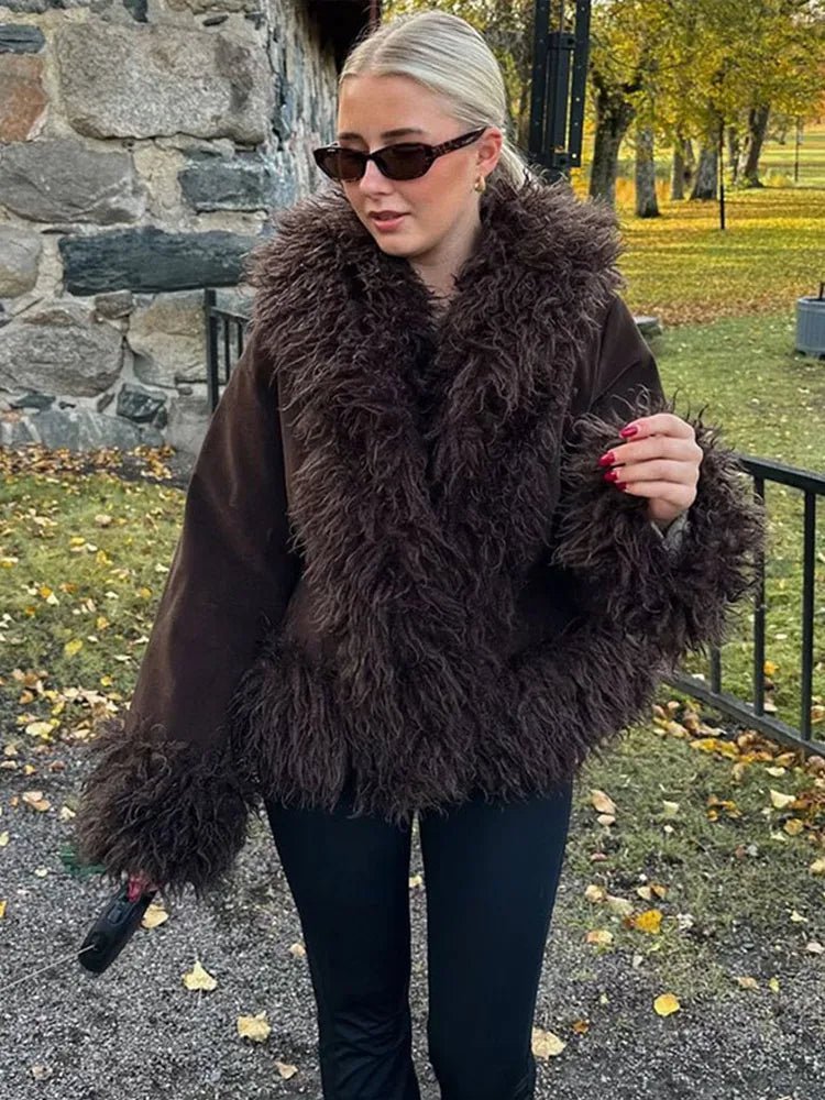SOKYND Jedda Plush Faux Fur Coat Coats & Jacketspj1767625273826930229BrownL