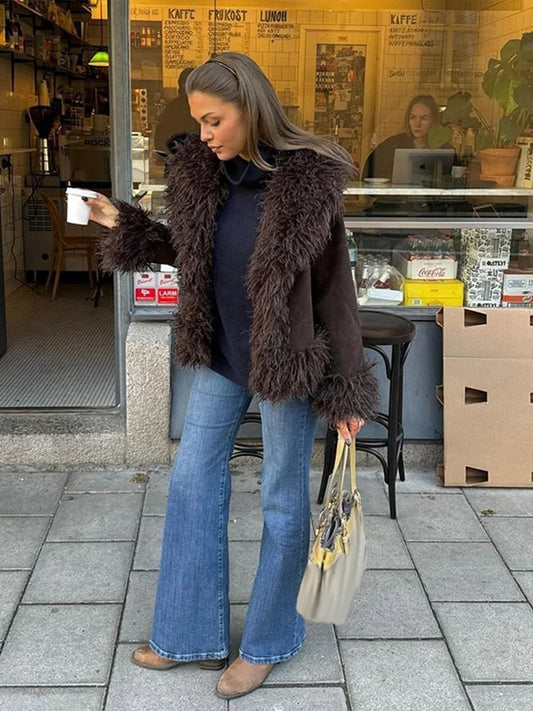 SOKYND Jedda Plush Faux Fur Coat Coats & JacketsTK1767625273826700536BrownS