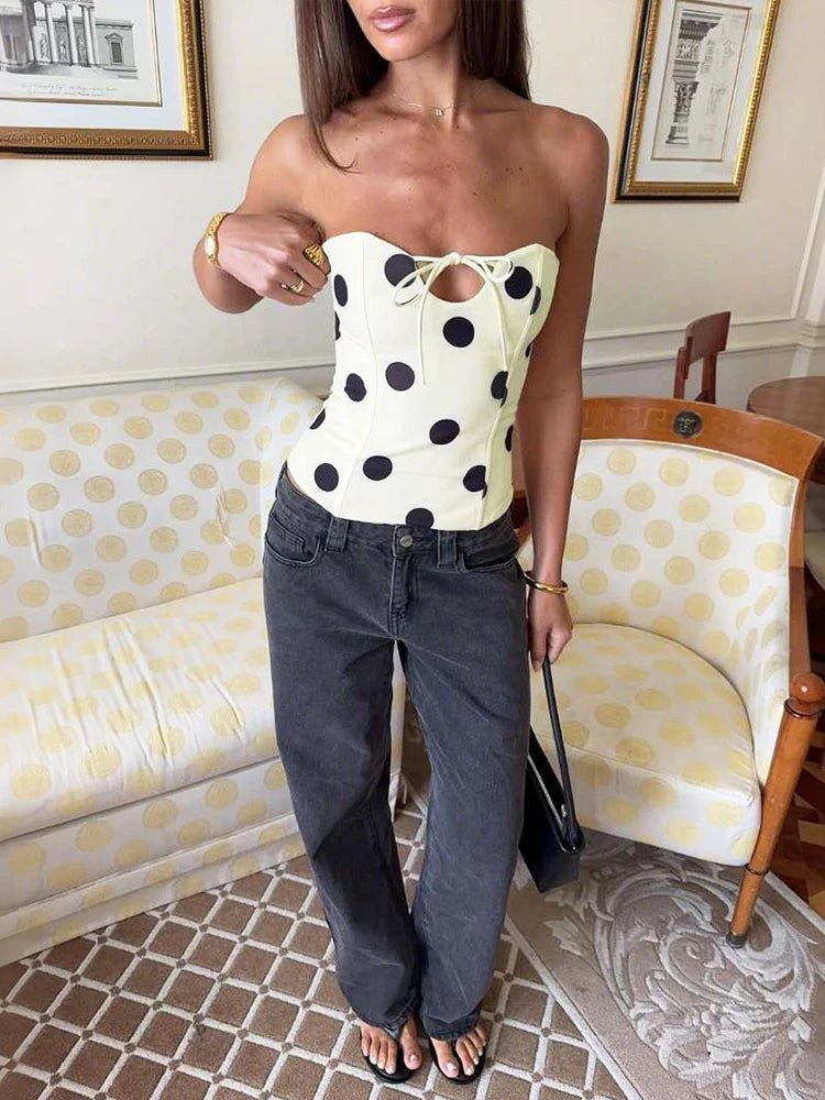 SOKYND Mary Polka Dot Strapless Top TopsQu1772777205904333823L